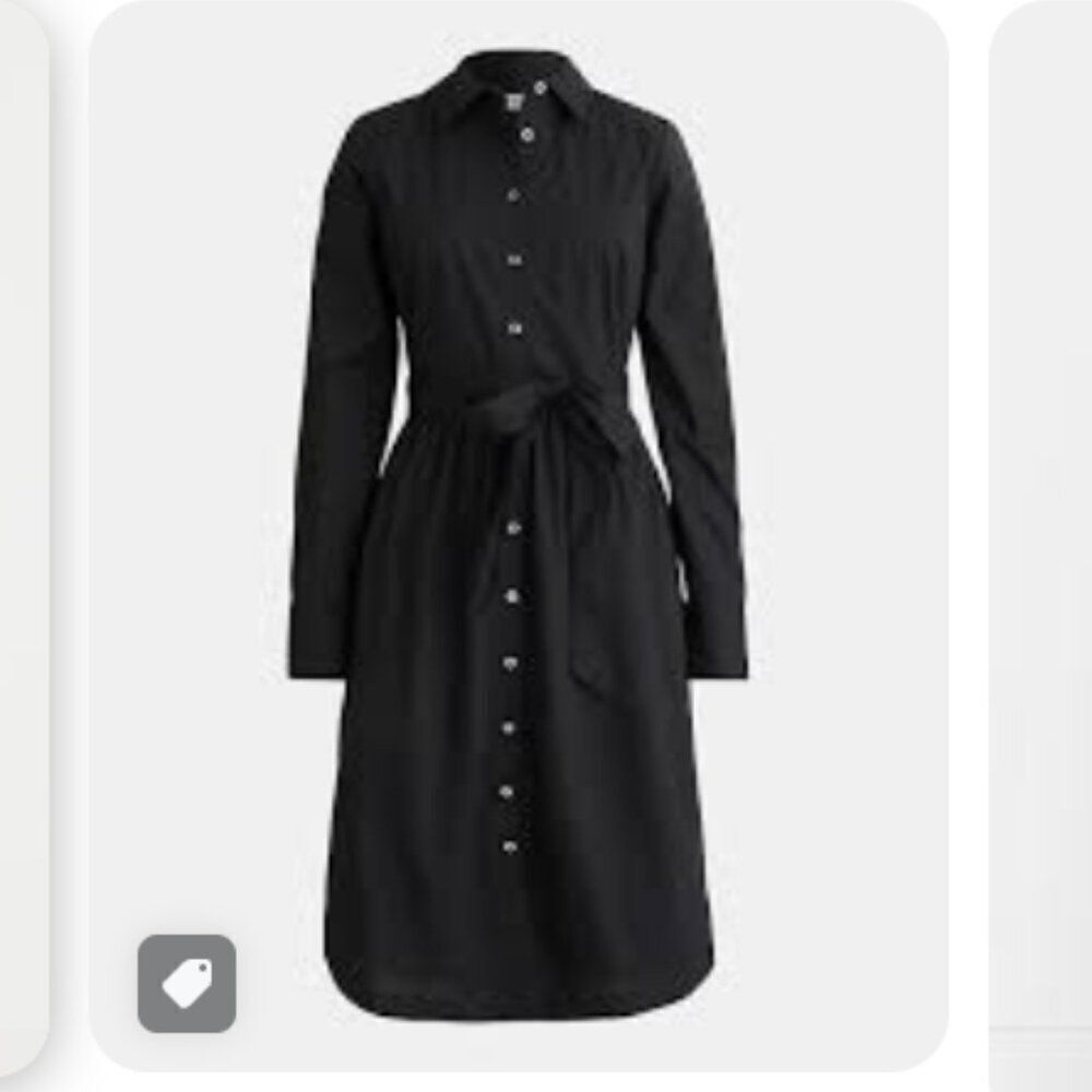 J. Crew Factory ci010 Black Long-sleeve Poplin Shirtdress NWT size 6